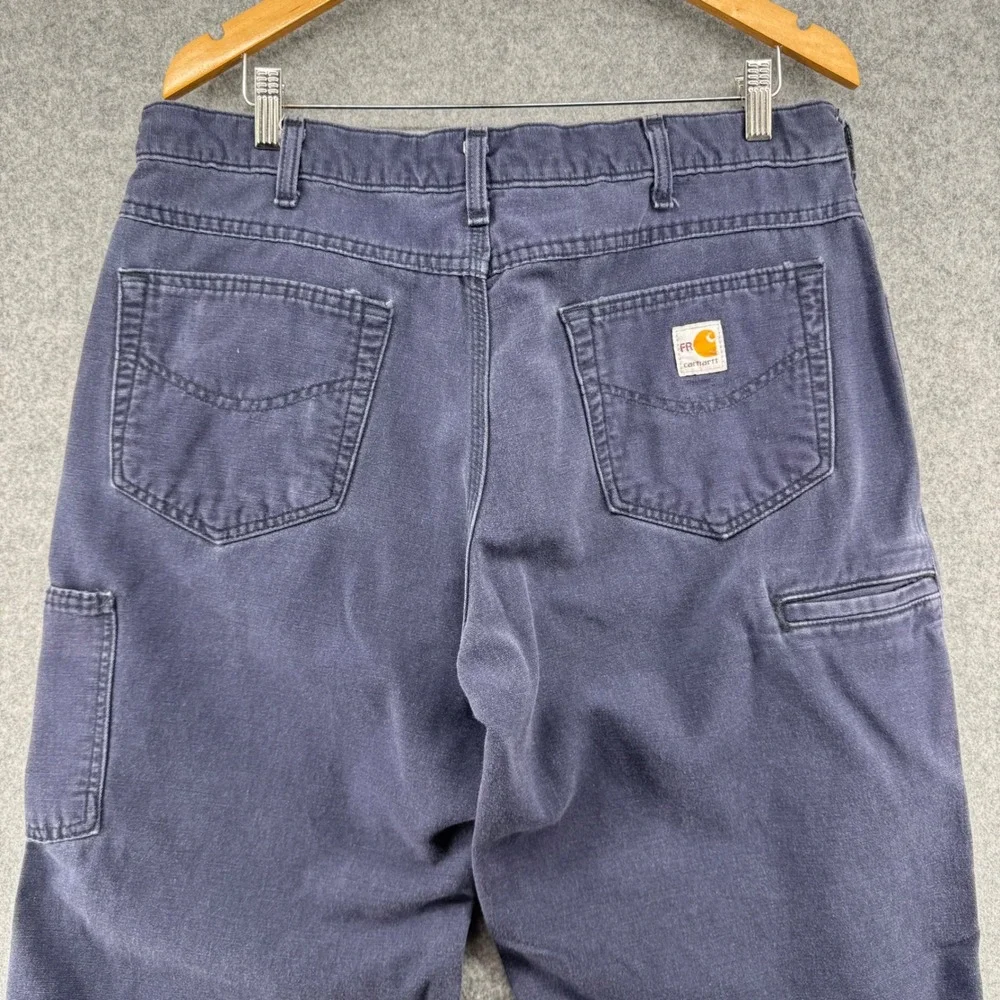 Carhartt FR Work Pants Mens 36x25 Navy Blue Flame Resistant Carpenter FRB159-DNY